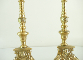 A pair of Ecclesiastical Brass Candlesticks - Low Countries, c. 1900