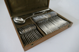 Antique French Silver Plated Cutlery Canteen - Baguette - 38-piece/12-person - Baguette - Société Française d'Alliage de Métaux