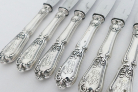 12 Antieke Frans zilveren messen - .950 zilver - 6 Tafelmessen/6 Lunchmessen
