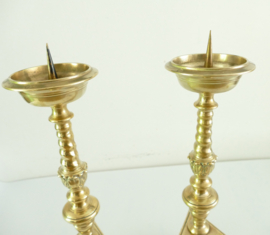 A pair of Ecclesiastical Brass Candlesticks - Low Countries, c. 1900