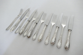 A set of 6 silver-plated breakfast/start place settings - Louis XV - Gustav Ebel, Solingen - Germany, c. 1950