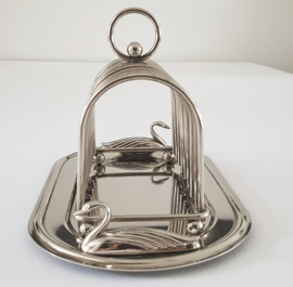 Silver Plated Toast Rack with Swan Figurines