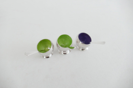A set of three Silver Amuse bowls with silver spoons - 1960's