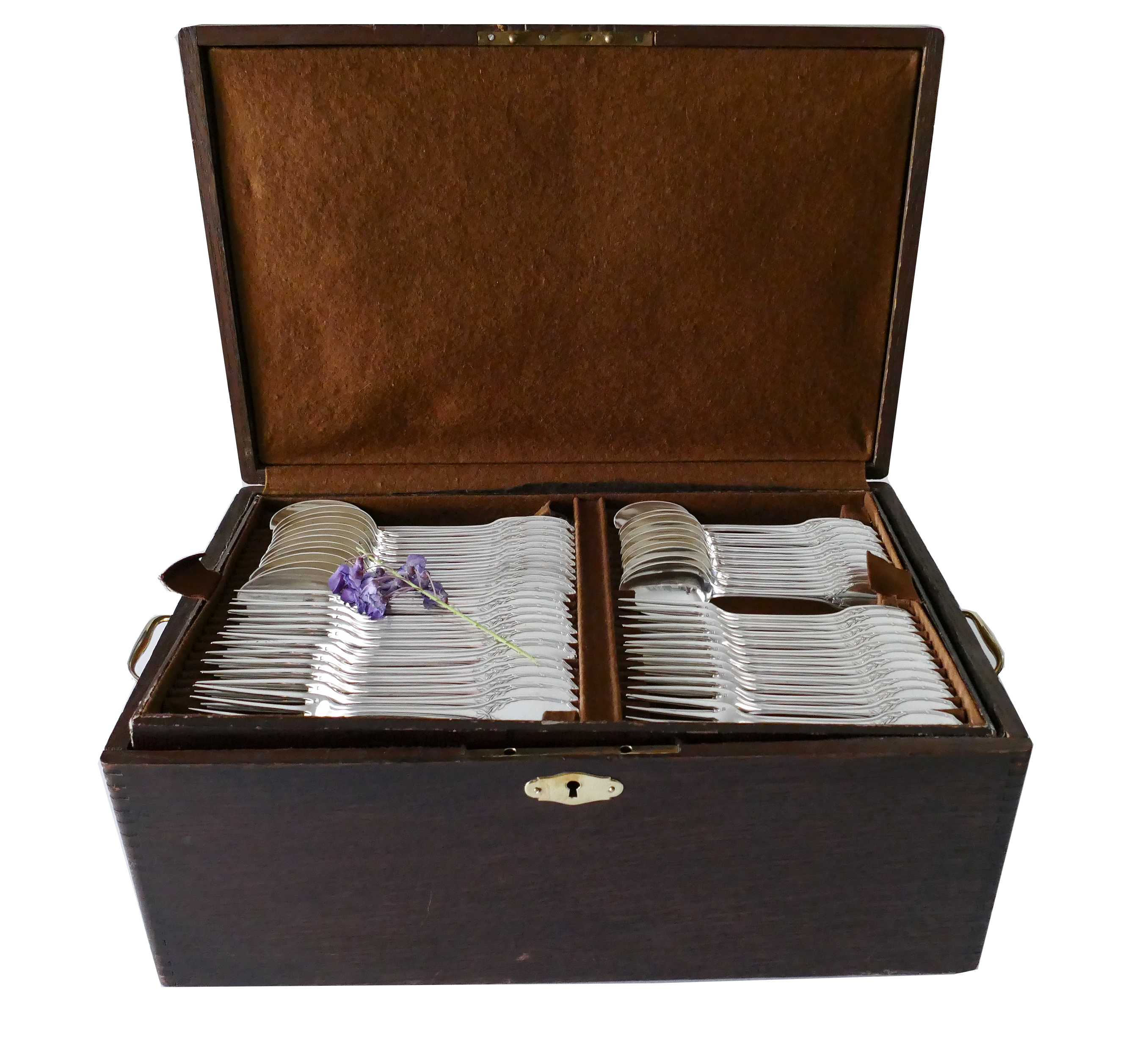Christofle/Manufacture de L'Alfenide - Verzilverde bestekcassette - "Louis XVI Laurier" -   116-delig/12-persoons - Frankrijk, c. 1920