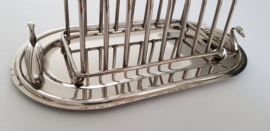 Silver Plated Toast Rack with Swan Figurines