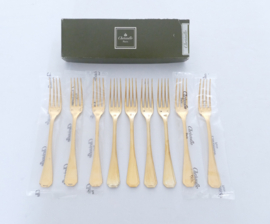 Christofle - America - Set of 9 Gold-plated Dessert forks