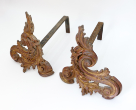 Een paar verguld bronzen vuurbokken - Rococo - 19e eeuw