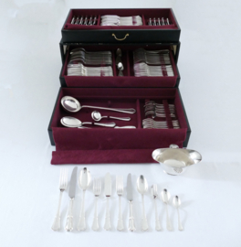 Orfevrerie Wiskemann - Silver Plated Cutlery Canteen - 135-piece/12-pax. - Chippendale - collection "Contours N.3" - Belgium, 1924-1950"