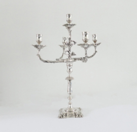 A Silver Plated 5-Lights Romantic Candelabra - Valenti, Spain - c. 1960