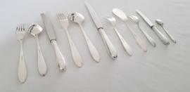 Silver plated cutlery in cassette - 143-piece / 12-person - model P2 Point fillet - Keltum, van Kempen & Begeer