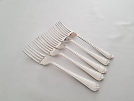 5 silver plated fish forks - classic pattern - Hollandia Plate