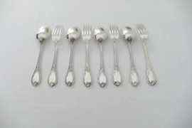 Antique Christofle dinner cutlery - Marly - 4 Dinner Spoons and 4 Dinner Forks - France, 1900-1935