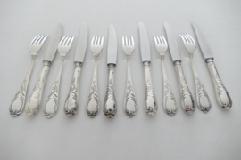 A set of 6 silver-plated breakfast/start place settings - Louis XV - Gustav Ebel, Solingen - Germany, c. 1950