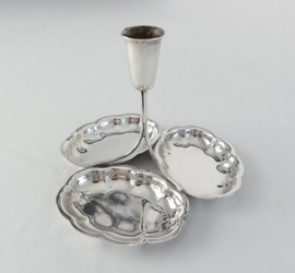 Silver Plated triple biscuit tray with candleholder