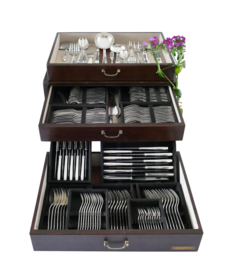 Christofle - Atlas - Silver Plated Cutlery Canteen - 149-piece/12-pax. - Luc Lanel for the Steamship S.S. Normandie - France, 1933-1949