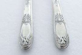 Silver plated Salad Servers - Winged Swans - France, early 20th century