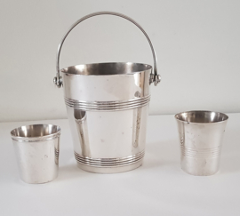 Christofle - Silverplated Ice Bucket with 2 cups - coll. Gallia - France, c. 1940's