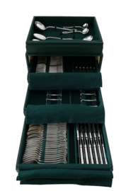 Christofle - Port Royal - Silver Plated Cutlery Canteen - 99-piece/12-pax. - Régence - France, 1980's