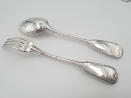 Silver plated dinner place settings - set of 6 - "Filet" -  France, c. 1900