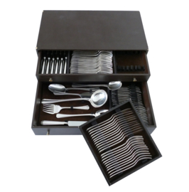 Silver Plated Art Deco Cutlery Canteen - Boreal - 89-piece/12-pax. - design Luc Lanel - Orfevrerie Christofle - France, 1937-1950