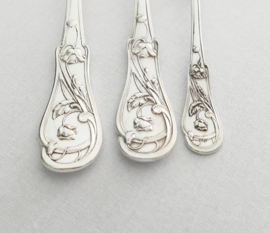 Art Nouveau Set of Silver Plated Cutlery - "Pavot" (Poppy) by Armand Frenais - 34-piece/12-pax. - Paris, 1910