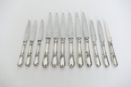 12 Antique French .950 silver knives - 6 Table Knives & 6 Luncheon Knives