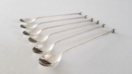 6 twisted, silverplated Ice-cream spoons - Herbert Hooikaas, Zilverfabriek Schoonhoven