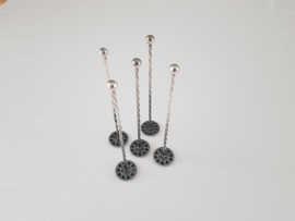 SOLD - 5 spiraled Cocktail Stirrers - Zilverfabriek Schoonhoven, Herbert Hooikaas
