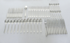 Verzilverde Art Deco Bestekset - 62-delig/12-persoons - Orfevrerie J. Brille - Frankrijk, 1920-1930