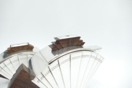 Art Deco Theepot en Suikerpot - Waaier patroon - Verzilverd & Indisch Palissander - Orfevrerie Boulenger, c. 1925