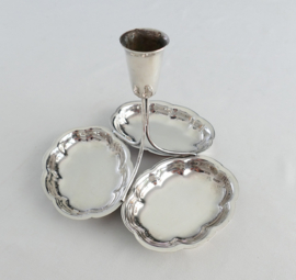 Silver Plated triple biscuit tray with candleholder