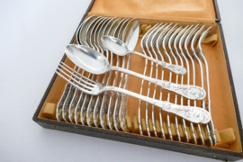 Art Nouveau Diner Bestek - Model "Pavot" (Papaver) - 34-delig/12-persoons - Armand Frenais - Parijs - 1910