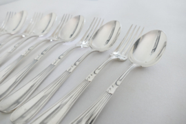 Christofle - Hemerocalle - 6 Silver Plated Diner place settings - France, 1880-1935