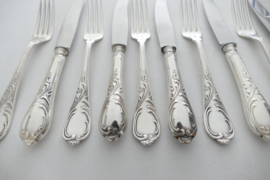 A set of 6 silver-plated breakfast/start place settings - Louis XV - Gustav Ebel, Solingen - Germany, c. 1950