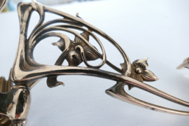 Art Nouveau Piano candleholders in polished brass - Pleyel 1890-1910