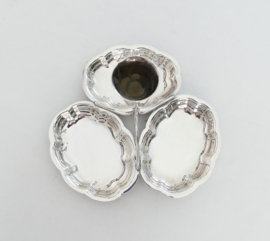 Silver Plated triple biscuit tray with candleholder