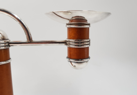 Christofle - A silver-plated double "Laque de Chine" Art Deco candelabra
