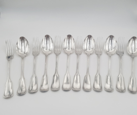 Silver plated dinner place settings - set of 6 - "Filet" -  France, c. 1900