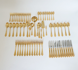 SBS Solingen - Gilded cutlery in Louis XV/Rococo style - 65-piece/12-pax. Germany, 1980's
