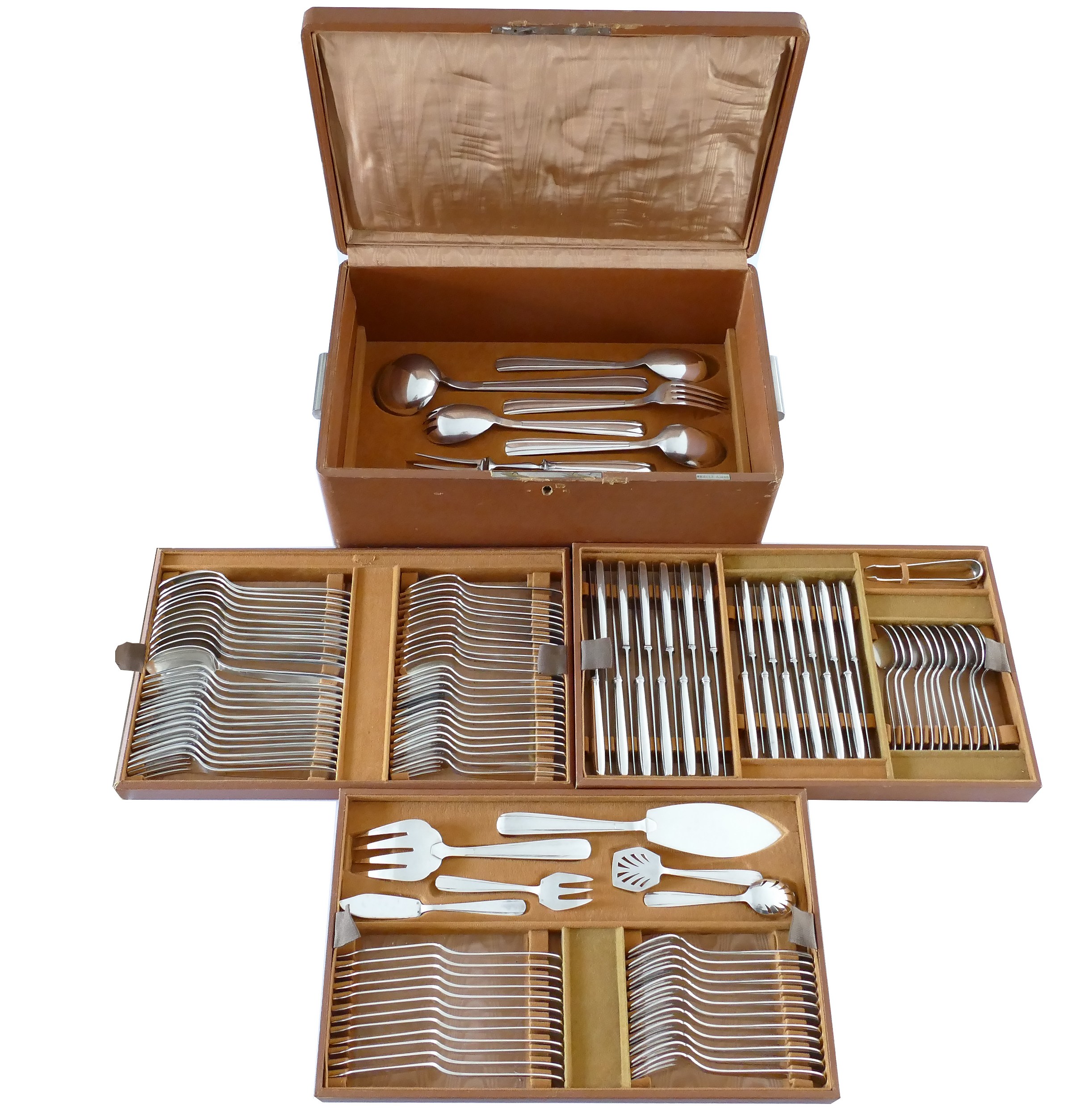 Silver Plated Art Deco Cutlery Canteen - 122-piece/12-pax. - Bouillet Bourdelle - France, 1945-1950