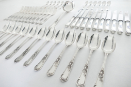 Orfevrerie J.Brille, Paris - Silver plated Louis XV Cutlery Canteen 49-piece/12-pax. - c. 1920