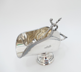 Antique English Silver Plated Sugar Bowl with Scoop – Harrison Fisher Sheffield – 1900-1925