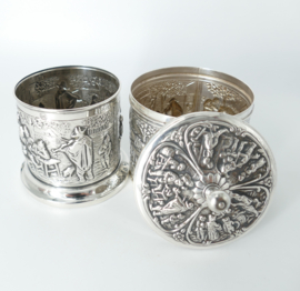 Nostalgic Old-Dutch Silver Plated Tea Caddy and Spoon Vase - H.Hooikaas for Douwe Egberts - the Netherlands, 1960s