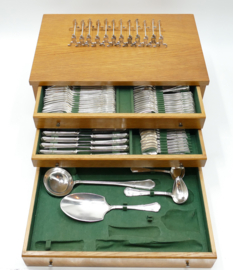 Wiskemann, Brussels - Silver Plated Cutlery Canteen - "No. 3 Contours" - 110-piece/12-pax. - Belgium, 1930-1960