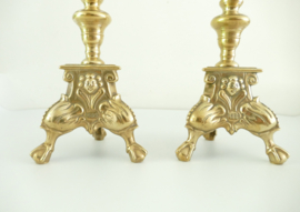 A pair of Ecclesiastical Brass Candlesticks - Low Countries, c. 1900