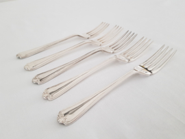 5 silver plated fish forks - classic pattern - Hollandia Plate