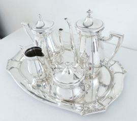 Een vroeg Art Deco Thee- en Koffieservies - WMF, Geislingen - c. 1920 - gemerkt met Ooievaar