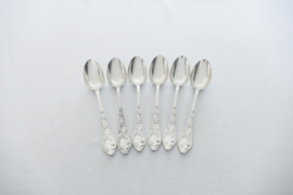 6 Silver Plated Art Nouveau Coffee Spoons  - "Cacao" - Boulenger & Cie, Paris - 1898-1919