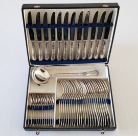 Silver Plated Empire canteen of Cutlery - 49-piece/12-pax. - Société Française d'Alliage de Métaux - France, likely 1920's