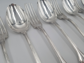 Silver plated dinner place settings - set of 6 - "Filet" -  France, c. 1900